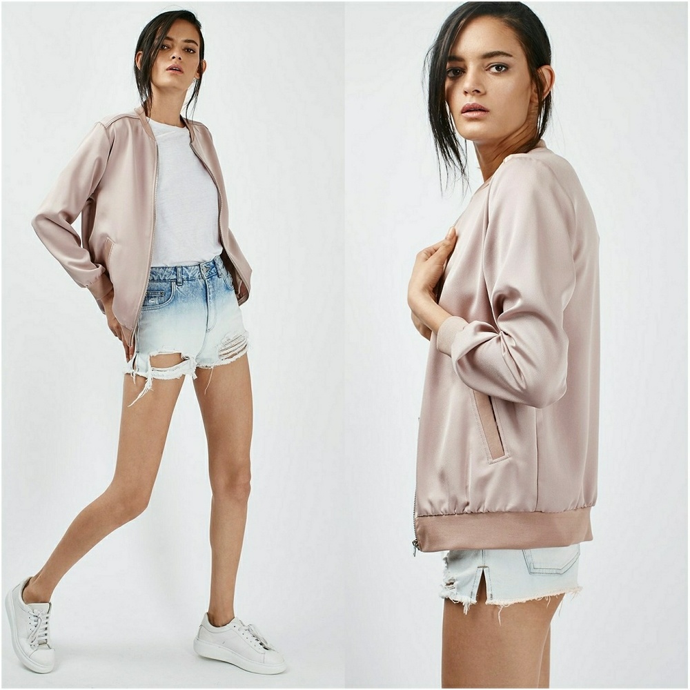 TOPSHOP Satin Bomber Jacket